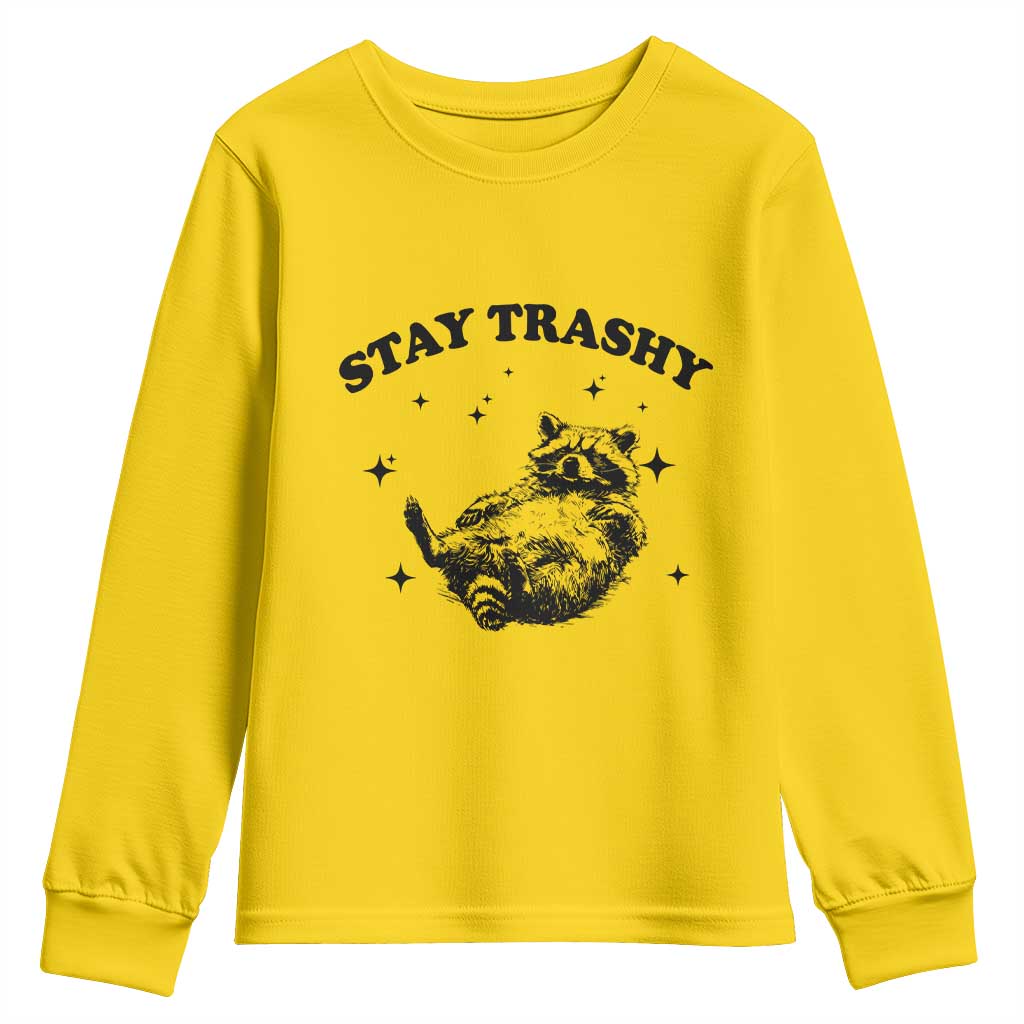 Funny Raccoon Meme Youth Sweatshirt Stay Trashy TS14 Daisy Print Your Wear