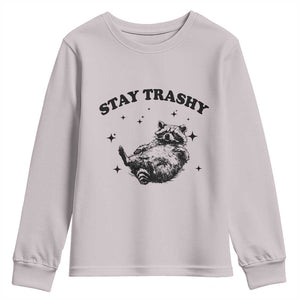 Funny Raccoon Meme Youth Sweatshirt Stay Trashy TS14 Ice Gray Print Your Wear