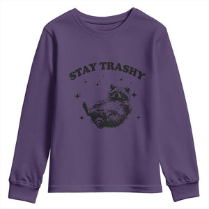 Funny Raccoon Meme Youth Sweatshirt Stay Trashy TS14 Purple Print Your Wear