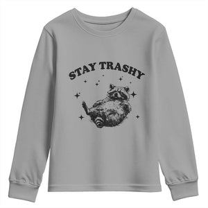 Funny Raccoon Meme Youth Sweatshirt Stay Trashy TS14 Sport Gray Print Your Wear
