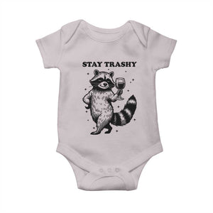 Stay Trashy Raccoon Baby Onesie Funny Raccoon Drinking Wine Meme TS14 Ice Gray Print Your Wear