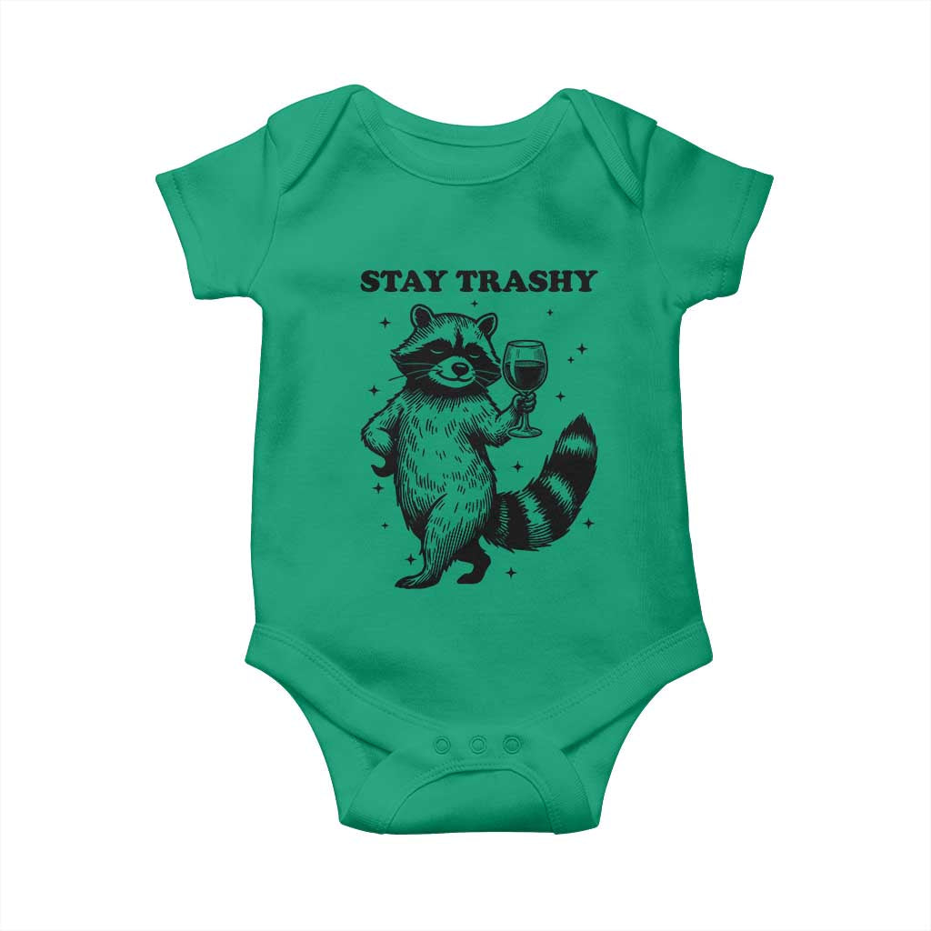 Stay Trashy Raccoon Baby Onesie Funny Raccoon Drinking Wine Meme TS14 Irish Green Print Your Wear