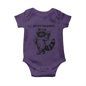 Stay Trashy Raccoon Baby Onesie Funny Raccoon Drinking Wine Meme TS14 Purple Print Your Wear