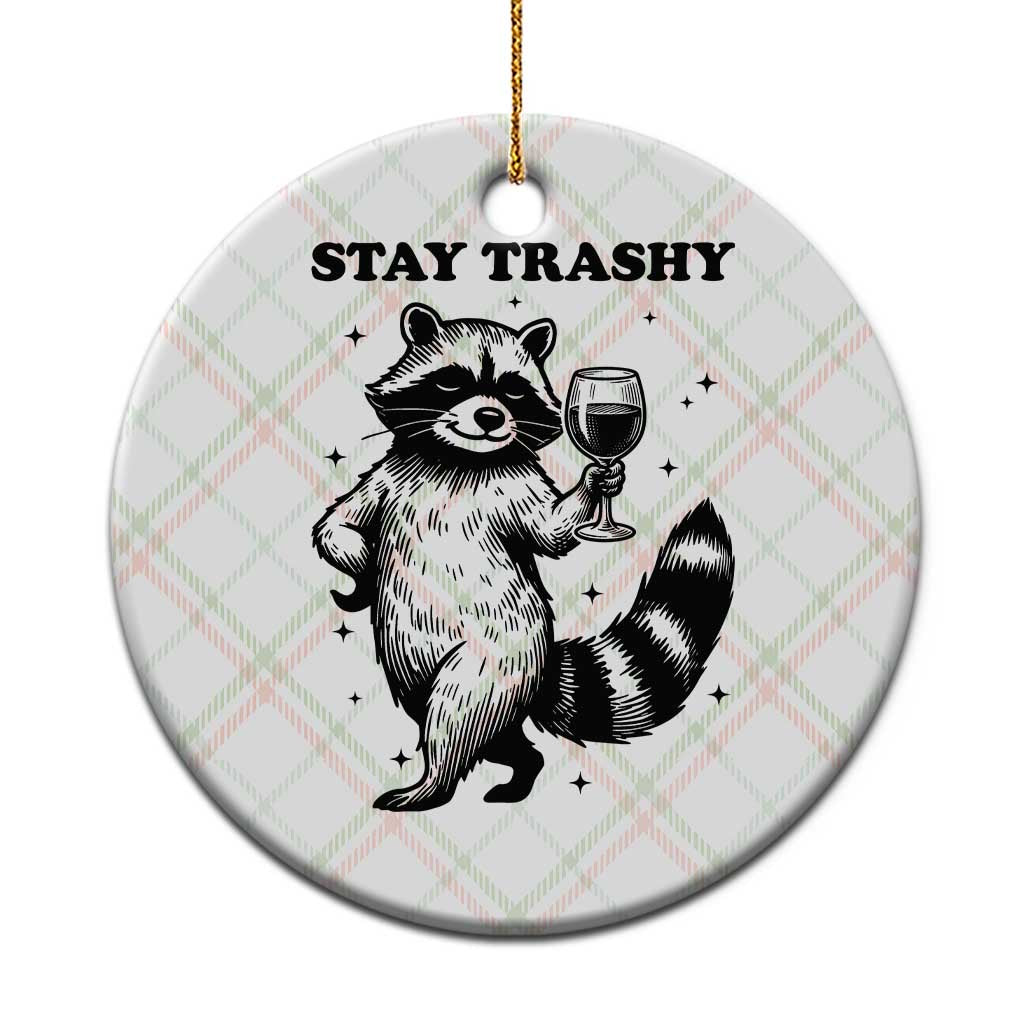 Stay Trashy Raccoon Ceramic Ornament Funny Raccoon Drinking Wine Meme TS14 1pc Christmas Plaid Print Your Wear
