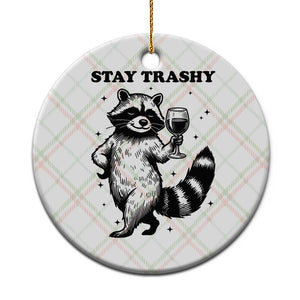 Stay Trashy Raccoon Ceramic Ornament Funny Raccoon Drinking Wine Meme TS14 1pc Christmas Plaid Print Your Wear