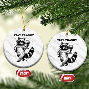 Stay Trashy Raccoon Ceramic Ornament Funny Raccoon Drinking Wine Meme TS14 1pc White Marble Print Your Wear
