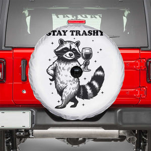 Stay Trashy Raccoon Spare Tire Cover Funny Raccoon Drinking Wine Meme TS14 White Print Your Wear