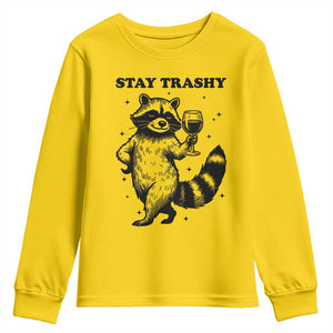 Stay Trashy Raccoon Youth Sweatshirt Funny Raccoon Drinking Wine Meme TS14 Daisy Print Your Wear