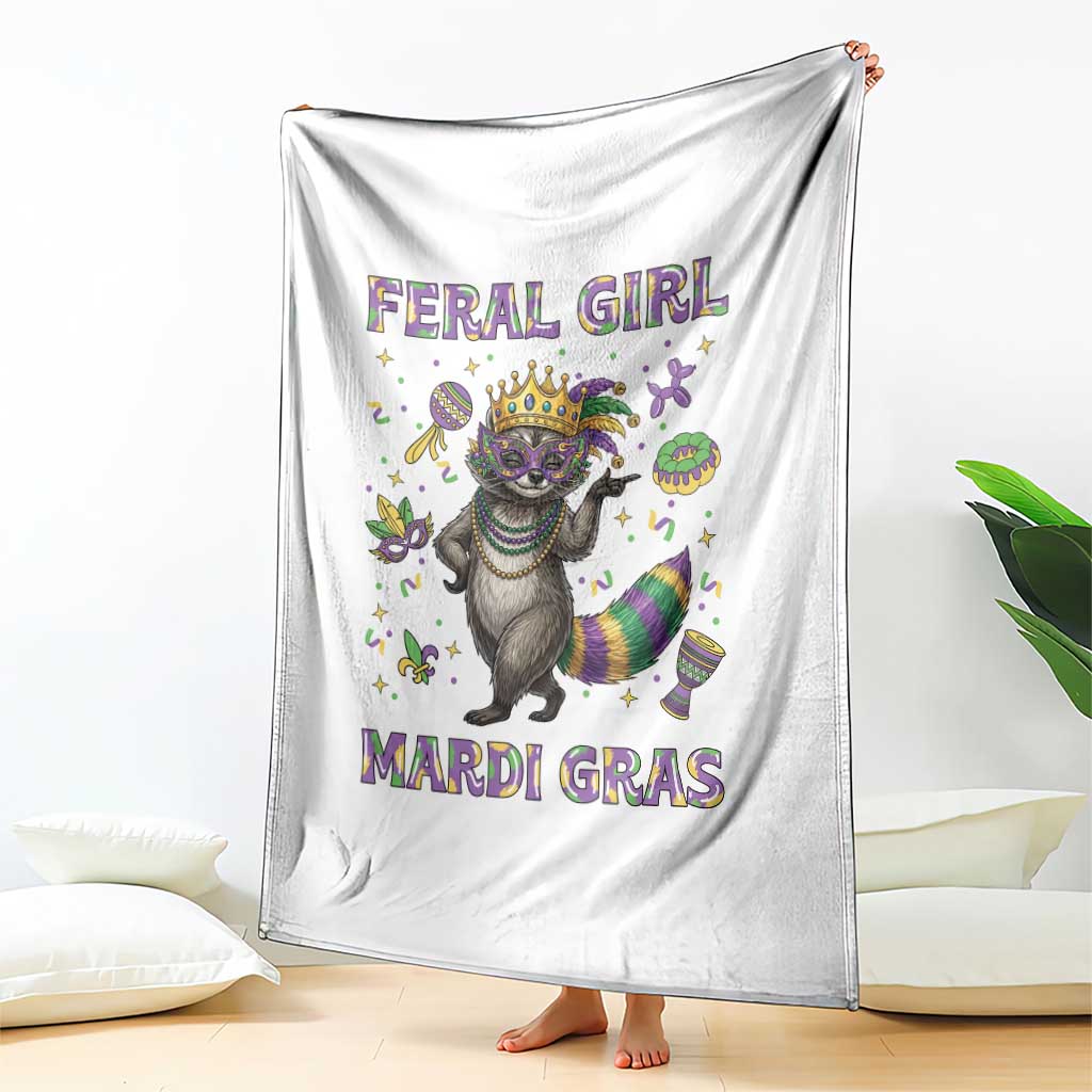 Mardi Gras Raccoon Throw Blanket Feral Girl Mardi Gras TS14 Print Your Wear