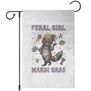 Mardi Gras Raccoon Garden Flag Feral Girl Mardi Gras TS14 White Print Your Wear