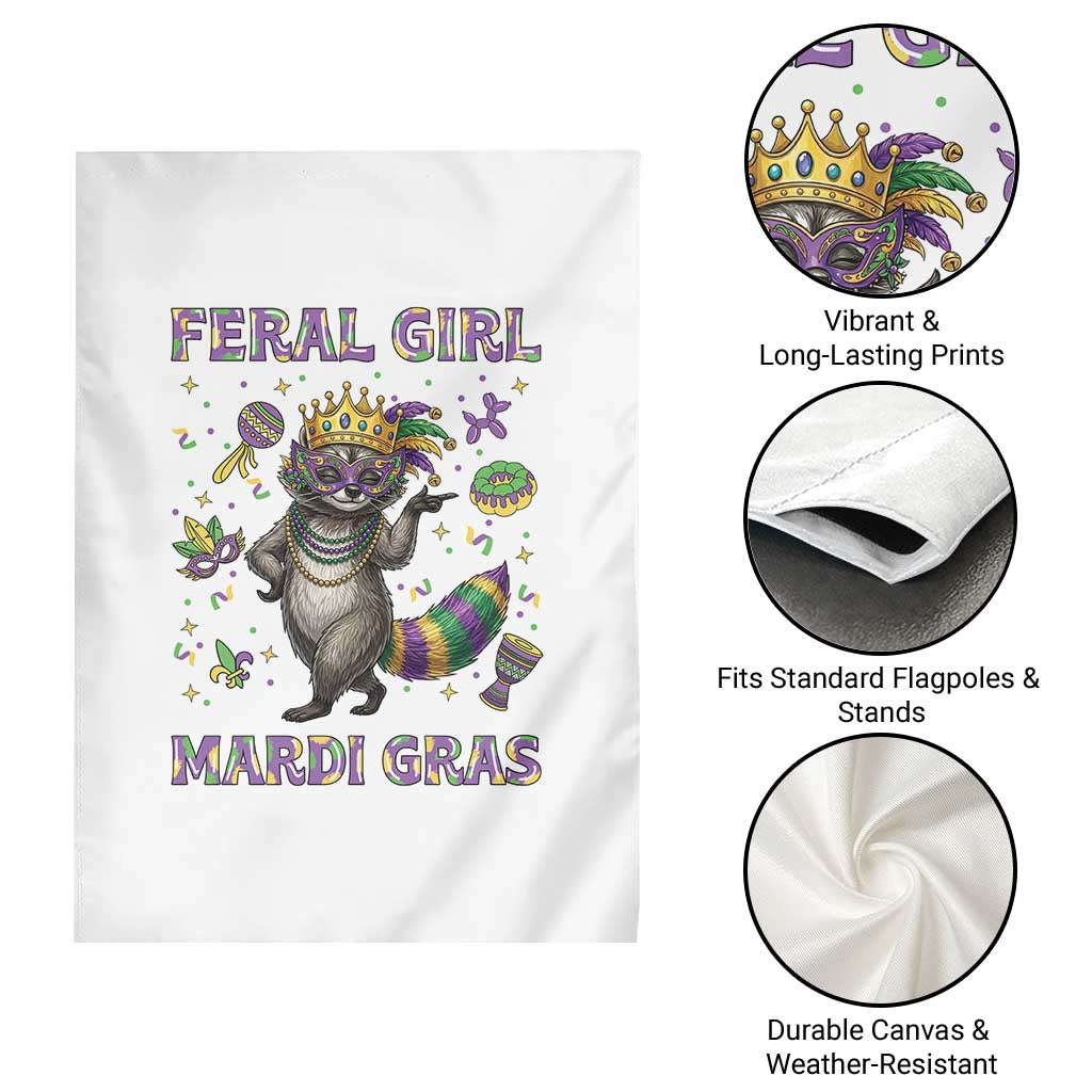 Mardi Gras Raccoon Garden Flag Feral Girl Mardi Gras TS14 Print Your Wear