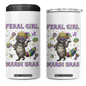 Mardi Gras Raccoon 4 in 1 Can Cooler Tumbler Feral Girl Mardi Gras TS14 One Size: 16 oz White Print Your Wear