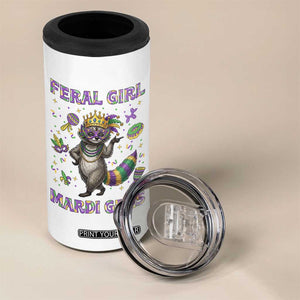Mardi Gras Raccoon 4 in 1 Can Cooler Tumbler Feral Girl Mardi Gras TS14 Print Your Wear
