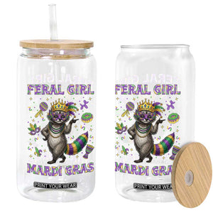 Mardi Gras Raccoon Glass Can Feral Girl Mardi Gras TS14 Print Your Wear