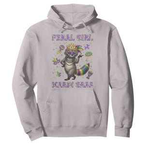 Mardi Gras Raccoon Hoodie Feral Girl Mardi Gras TS14 Ice Gray Print Your Wear