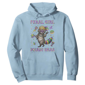Mardi Gras Raccoon Hoodie Feral Girl Mardi Gras TS14 Light Blue Print Your Wear