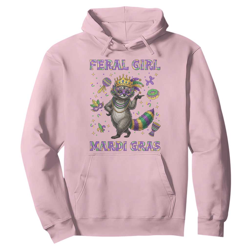 Mardi Gras Raccoon Hoodie Feral Girl Mardi Gras TS14 Light Pink Print Your Wear