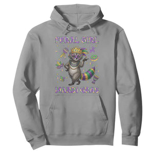 Mardi Gras Raccoon Hoodie Feral Girl Mardi Gras TS14 Sport Gray Print Your Wear