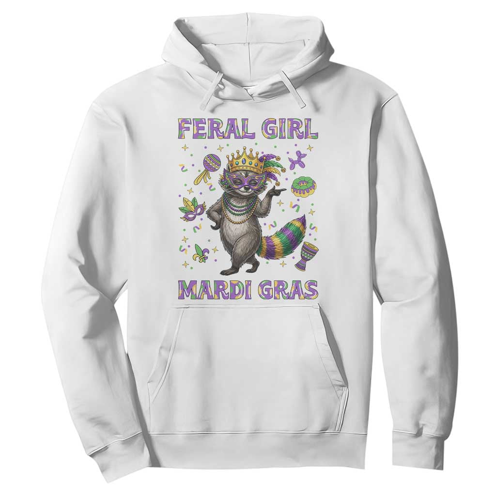 Mardi Gras Raccoon Hoodie Feral Girl Mardi Gras TS14 White Print Your Wear