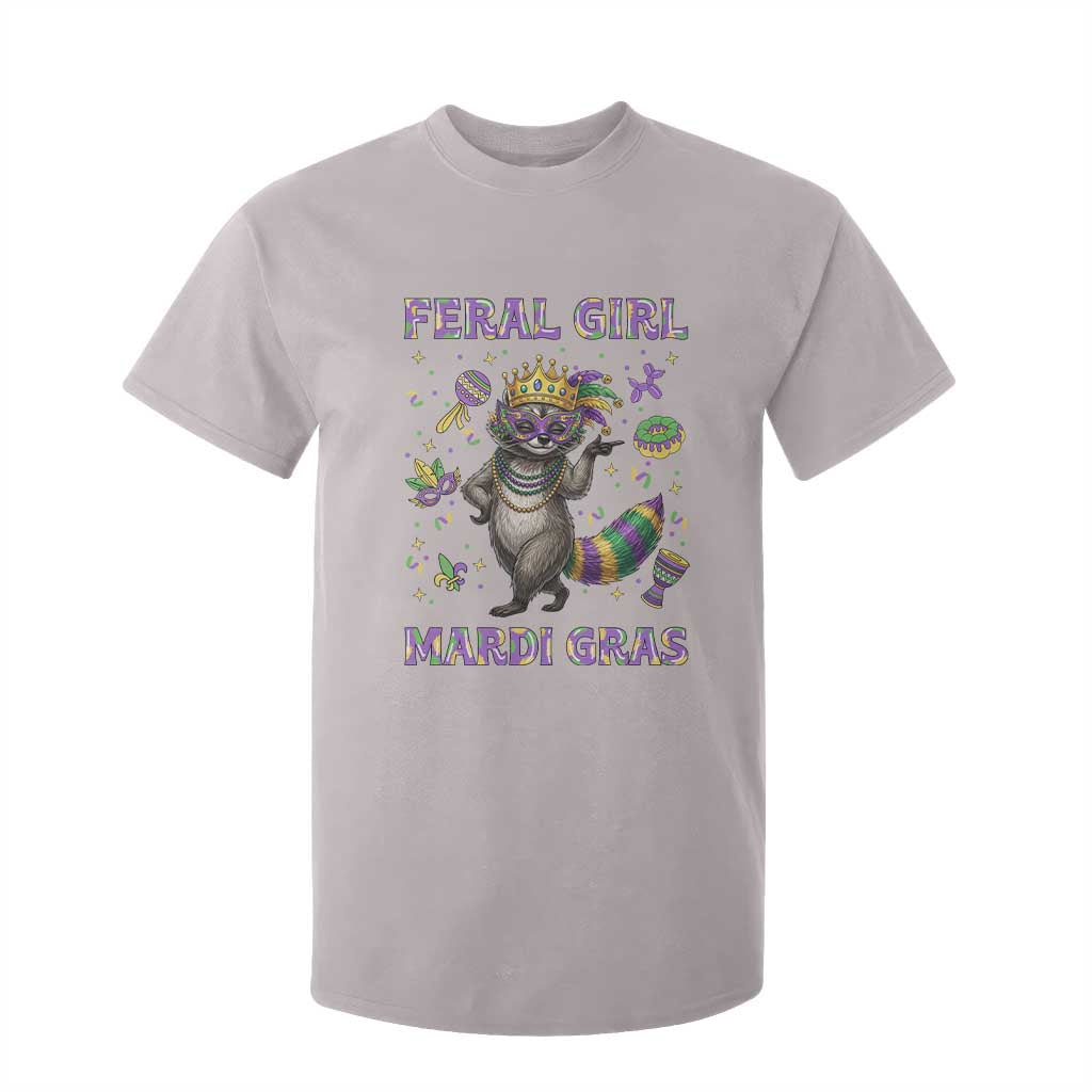 Mardi Gras Raccoon T Shirt For Kid Feral Girl Mardi Gras TS14 Ice Gray Print Your Wear