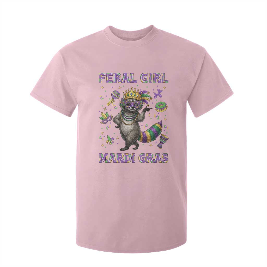 Mardi Gras Raccoon T Shirt For Kid Feral Girl Mardi Gras TS14 Light Pink Print Your Wear