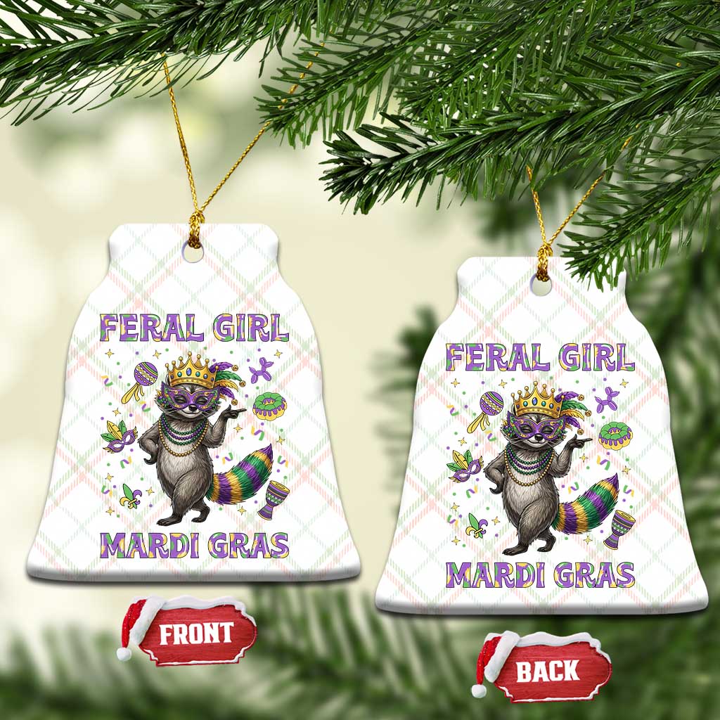 Mardi Gras Raccoon Ceramic Ornament Feral Girl Mardi Gras TS14 Print Your Wear