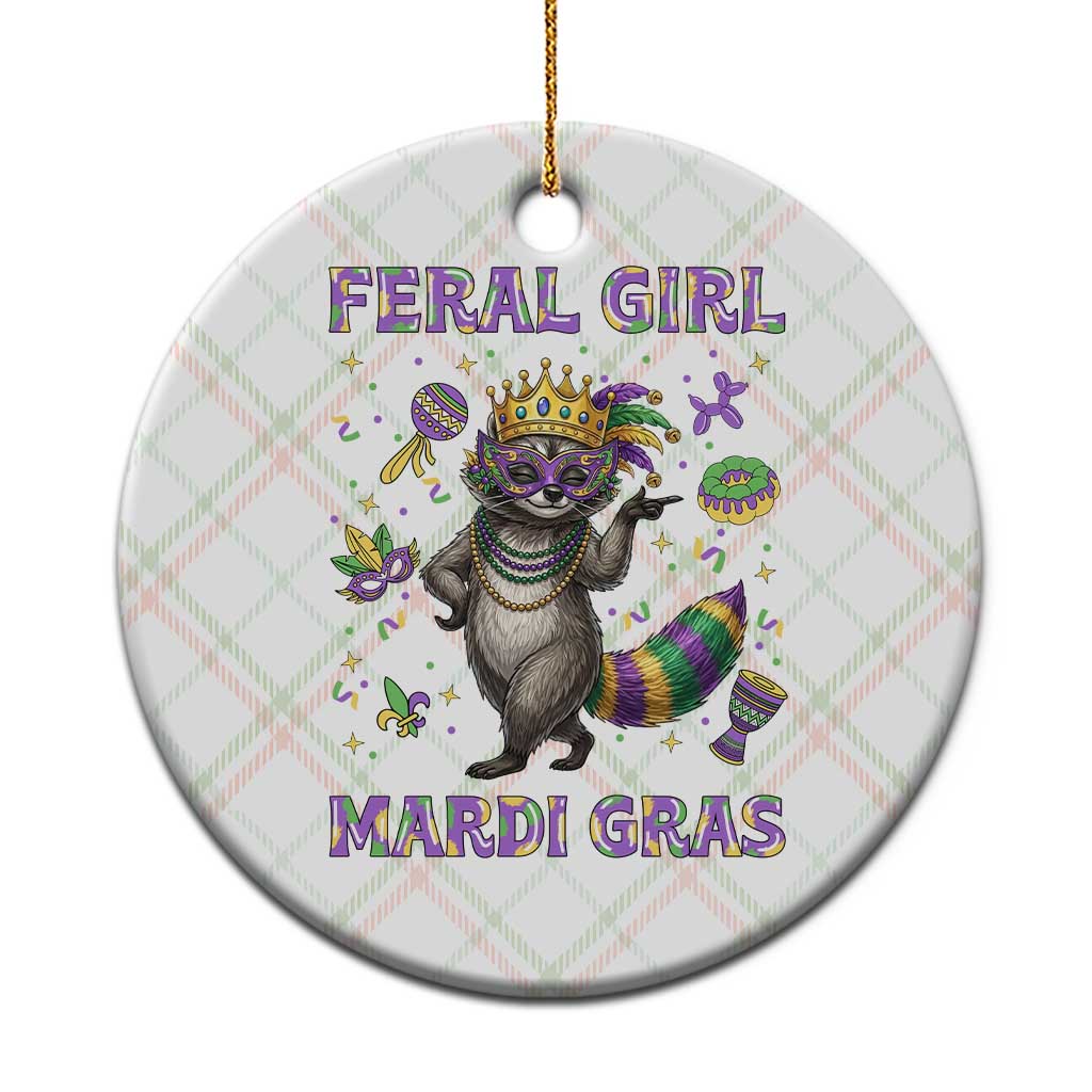 Mardi Gras Raccoon Ceramic Ornament Feral Girl Mardi Gras TS14 1pc Christmas Plaid Print Your Wear