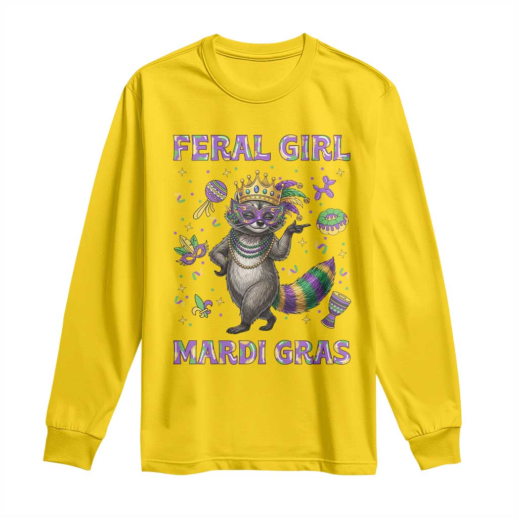 Mardi Gras Raccoon Long Sleeve Shirt Feral Girl Mardi Gras TS14 Daisy Print Your Wear