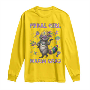 Mardi Gras Raccoon Long Sleeve Shirt Feral Girl Mardi Gras TS14 Daisy Print Your Wear