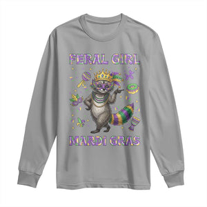 Mardi Gras Raccoon Long Sleeve Shirt Feral Girl Mardi Gras TS14 Sport Gray Print Your Wear