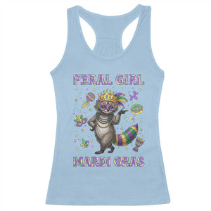 Mardi Gras Raccoon Racerback Tank Top Feral Girl Mardi Gras TS14 Light Blue Print Your Wear