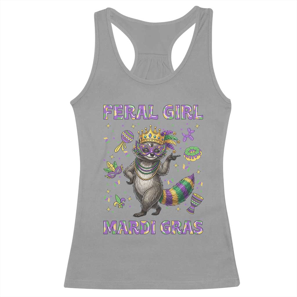 Mardi Gras Raccoon Racerback Tank Top Feral Girl Mardi Gras TS14 Sport Gray Print Your Wear