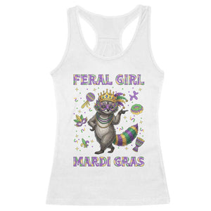 Mardi Gras Raccoon Racerback Tank Top Feral Girl Mardi Gras TS14 White Print Your Wear