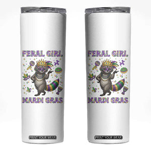 Mardi Gras Raccoon Skinny Tumbler Feral Girl Mardi Gras TS14 White Print Your Wear
