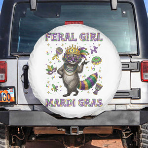Mardi Gras Raccoon Spare Tire Cover Feral Girl Mardi Gras TS14 No hole White Print Your Wear