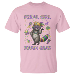 Mardi Gras Raccoon T Shirt Feral Girl Mardi Gras TS14 Light Pink Print Your Wear
