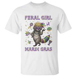 Mardi Gras Raccoon T Shirt Feral Girl Mardi Gras TS14 White Print Your Wear