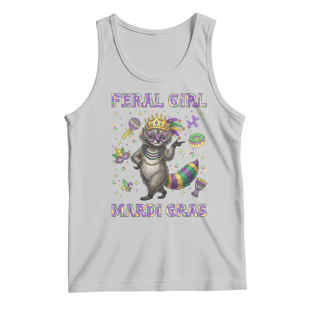 Mardi Gras Raccoon Tank Top Feral Girl Mardi Gras TS14 Ash Print Your Wear