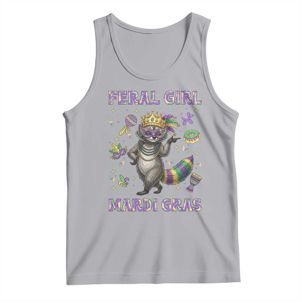Mardi Gras Raccoon Tank Top Feral Girl Mardi Gras TS14 Athletic Heather Print Your Wear