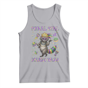 Mardi Gras Raccoon Tank Top Feral Girl Mardi Gras TS14 Athletic Heather Print Your Wear