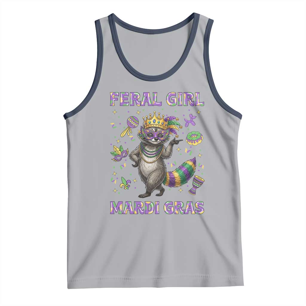 Mardi Gras Raccoon Tank Top Feral Girl Mardi Gras TS14 Athletic Heather Navy Print Your Wear