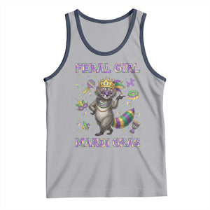 Mardi Gras Raccoon Tank Top Feral Girl Mardi Gras TS14 Athletic Heather Navy Print Your Wear