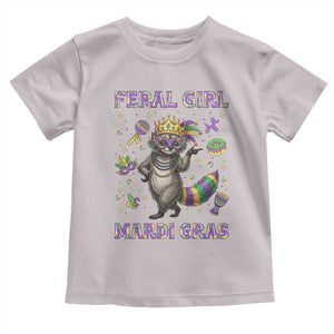 Mardi Gras Raccoon Toddler T Shirt Feral Girl Mardi Gras TS14 Ice Gray Print Your Wear