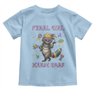 Mardi Gras Raccoon Toddler T Shirt Feral Girl Mardi Gras TS14 Light Blue Print Your Wear