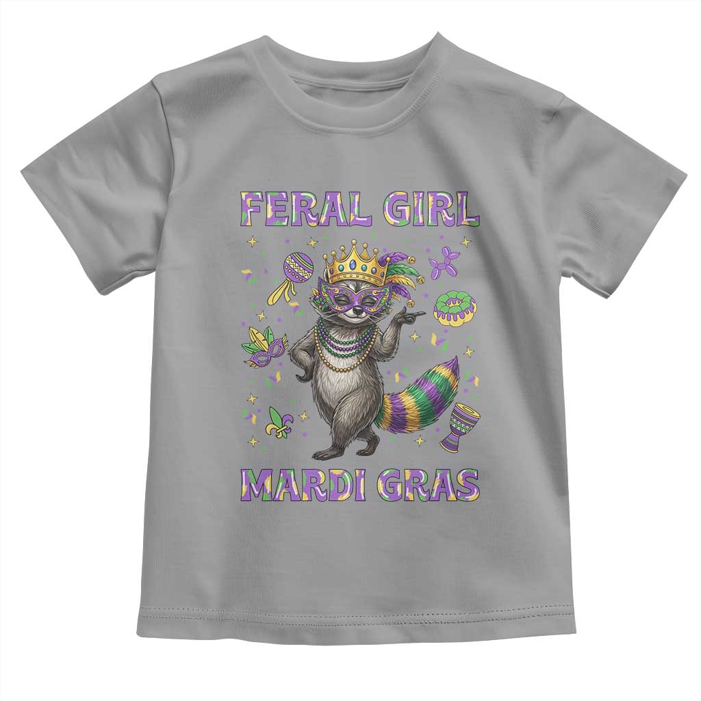 Mardi Gras Raccoon Toddler T Shirt Feral Girl Mardi Gras TS14 Sport Gray Print Your Wear