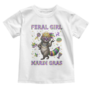 Mardi Gras Raccoon Toddler T Shirt Feral Girl Mardi Gras TS14 White Print Your Wear