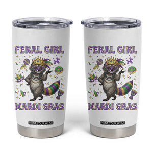 Mardi Gras Raccoon Tumbler Cup Feral Girl Mardi Gras TS14 White Print Your Wear