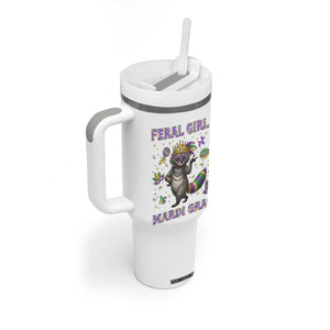 Mardi Gras Raccoon Tumbler With Handle Feral Girl Mardi Gras TS14 Print Your Wear