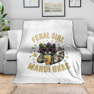 Mardi Gras Raccoon Throw Blanket Feral Girl Mardi Gras Trash Panda TS14 Print Your Wear