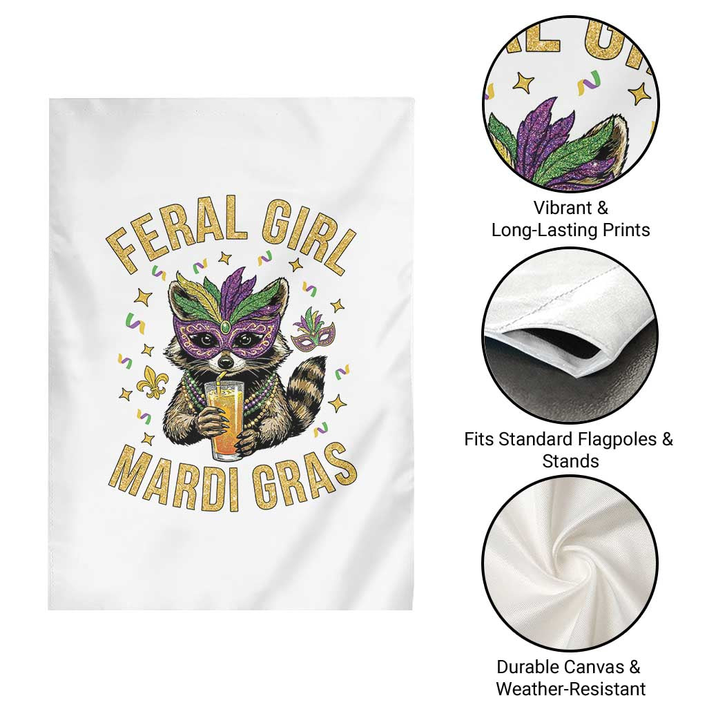 Mardi Gras Raccoon Garden Flag Feral Girl Mardi Gras Trash Panda TS14 Print Your Wear